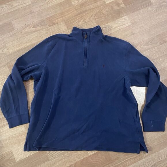 Vintage Y2K Polo Ralph Lauren Men's Navy Blue Pullover Quarter Zip Size XXL - Picture 2 of 10
